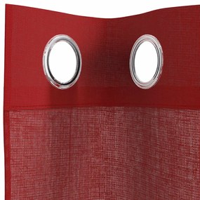 Cortinas de voile com ilhós 2 pcs vermelho tinto