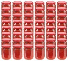 50800 vidaXL Frascos de vidro com tampas vermelhas 48 pcs 230 ml
