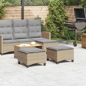 Bancos de jardim com almofadas 2 unid 55x55x36 cm vime PE bege