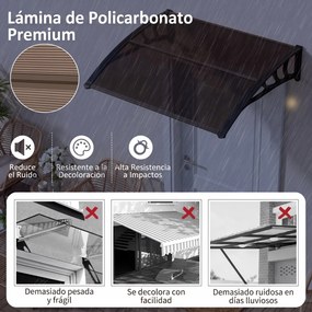 Toldo de Exterior para Portas e Janelas, 100,5 x 76 x 23 cm, Proteção Contra as Intempéries, Castanho