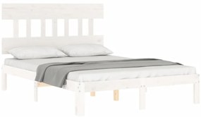 Cama sem colchão 120x200 cm madeira de pinho maciça branco