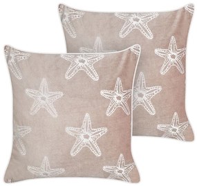 Conjunto de 2 almofadas decorativas com motivo de estrela do mar em veludo rosa 45 x 45 cm CERAMIUM Beliani