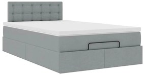 Cama otomana com colchão 120x200 cm tecido cinzento claro