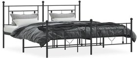 Estrutura de cama com cabeceira e pés 183x213 cm metal preto