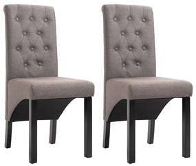 Cadeiras de jantar 2 pcs tecido cinzento-acastanhado