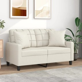 vidaXL Sofá 2 lugares c/ almofadas/almofadões 120cm couro artif. creme