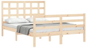 Estrutura de cama com cabeceira 140x190 cm madeira maciça