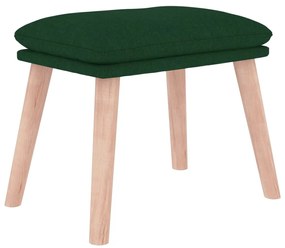 Cadeira de baloiço com banco p/ pés tecido verde-escuro