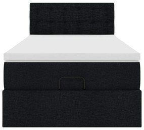 Estrutura de cama otomana com colchão preto tecido
