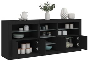 vidaXL Aparador com luzes LED 181,5x37x67 cm preto