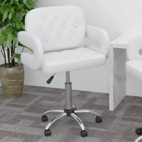 vidaXL Cadeira de jantar giratória couro artificial branco
