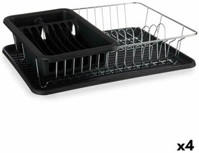Escorredor de Louça Preto Metal Plástico 43,5 x 11 x 33,5 cm (4 Unidades)