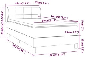 Cama com molas/colchão 80x200 cm tecido cinza-claro