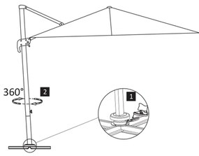 Guarda-sol cantilever c/ poste alumínio 400x300 cm cor areia