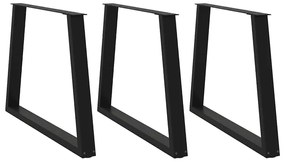 Pernas para mesa de jantar em V 3 peças, preto, 90x(72-73,3) cm, aço
