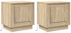 Criados-mudos  com Luzes LED 2 pcs Carvalho Sonoma 44x34,5x45 cm