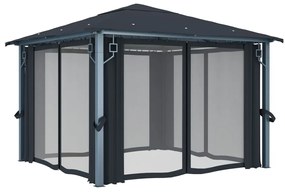 Pérgola 3x3m com Cortina, Rede Mosquiteira e Estrutura em Aluminio - C