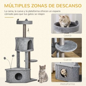 PawHut Árvore Arranhadora para Gatos 60x40x133cm Torre para Gatos com