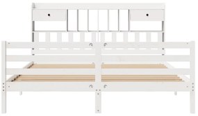 Cama com estante sem colchão 200x200 cm pinho maciço branco