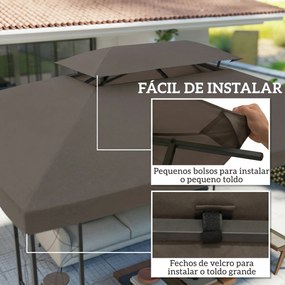 Teto de Reposição 4x3 m com Teto Duplo Orifícios de Drenagem e Proteção UV Apenas Teto  (NÃO INCLUI ESTRUTURA) Castanho