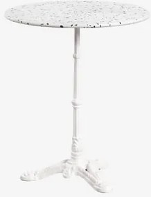 Mesa De Bar Redonda Ø60 Cm Em Terraço Azteca Terrazzo Marfim E Preto - Branco Glacial - Sklum