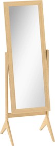 Espelho de Pé para Maquilhagem Reclinável com Estrutura de Madeira para Dormitório Vestidor 47x46x148 cm Cor Carvalho