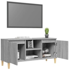 Móvel TV + pernas de madeira maciça 103,5x35x50 cm sonoma cinza