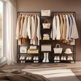 Guarda roupa aberto com prateleiras 29 x 182,4 x 158,4 cm preto