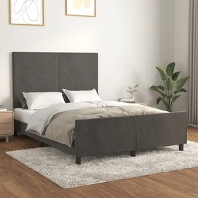 Estrutura de cama sem colchão 140x200 cm veludo cinzento-escuro