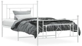 Estrutura de cama com cabeceira e pés 107x203 cm metal branco