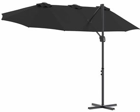 Guarda-sol cantilever de jardim com bloqueio Preto Largo