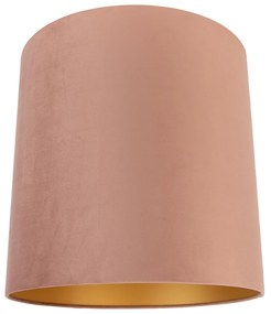 Abajur de Veludo Rosa 40/40/40 com Interior Dourado
