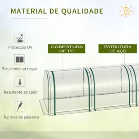 Estufa 395x100x80 cm para Jardim Varanda Estufa Pequena para Cultivo de Plantas com 4 Janelas Estrutura de Aço e PVC Transparente e Verde