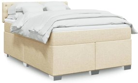 vidaXL Cama com molas/colchão 160x200 cm tecido cor creme