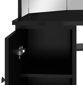 Toucador de canto com LED 111x54x141,5 cm preto