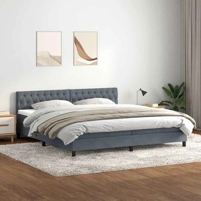 vidaXL Cama com molas/colchão 180x210 cm veludo cinzento-escuro