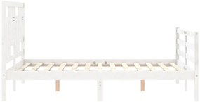 Estrutura de cama com cabeceira 140x190cm madeira maciça branco