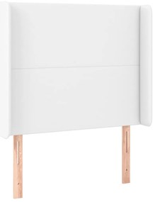 Cama box spring c/ colchão/LED 90x200cm couro artificial branco