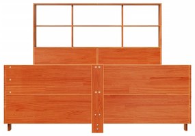 Cama sem colchão 140x200 cm madeira pinho maciça castanho-mel