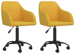 vidaXL Cadeiras de jantar giratórias 2 pcs veludo amarelo