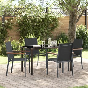vidaXL Conjunto de Jantar de Jardim com 5 Peças Preto Textilene e Aço