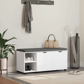 vidaXL Banco de Hall com almofada Liso Branco 100 x 38 x 46 cm