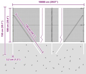 Cerca de Malha Soldada com 13 Postes Verde 1x100 m Aço