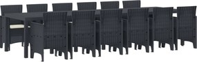 vidaXL Conjunto de Jantar para Jardim 13 pcs Antracite Rattan Polt
