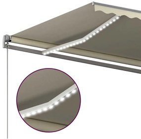 Toldo automático com LED e sensor de vento 500x300 cm cor creme