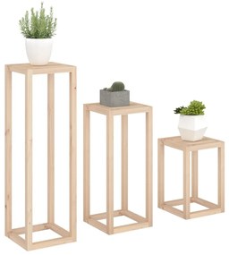 3 pcs conjunto de suporte plantas pinho maciço