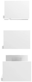 Prateleira de parede 3pcs derivados de madeira branco brilhante