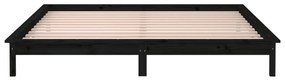 Estrutura de cama c/ LED 140x190 cm madeira maciça preto
