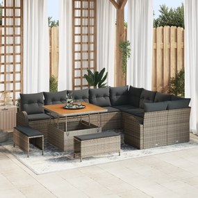 Conjunto de Sofá de Jardim vidaXL com 12 Peças e Almofadas Cinza de Ra