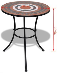 Mesa de bistrô 60 cm mosaico terracota e branco